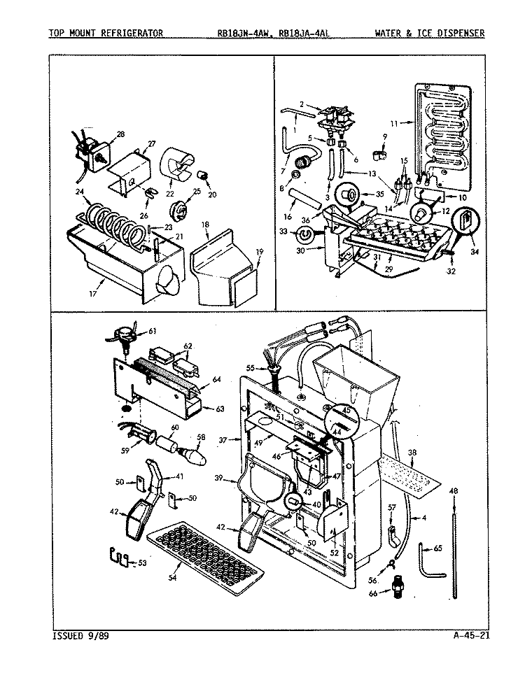 WATER & ICE DISPENSER Diagram and Parts List for RB18JN-4AW 9A81A Admiral Refrigerator