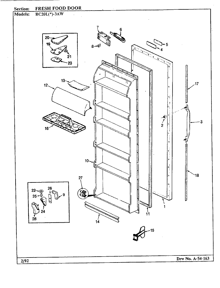 FREEZER COMPARTMENT Diagram and Parts List for RC20LA-3AW BS10B Admiral Refrigerator