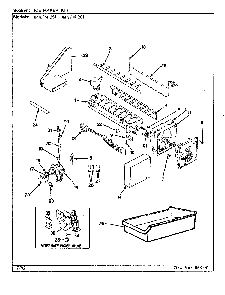 ICE MAKER KIT Diagram and Parts List for IMKTM-261 BY25B Maytag Ice Maker