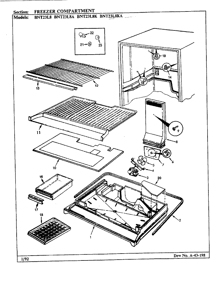 SHELVES & ACCESSORIES Diagram and Parts List for BNT23L8 BL96A Maytag Refrigerator