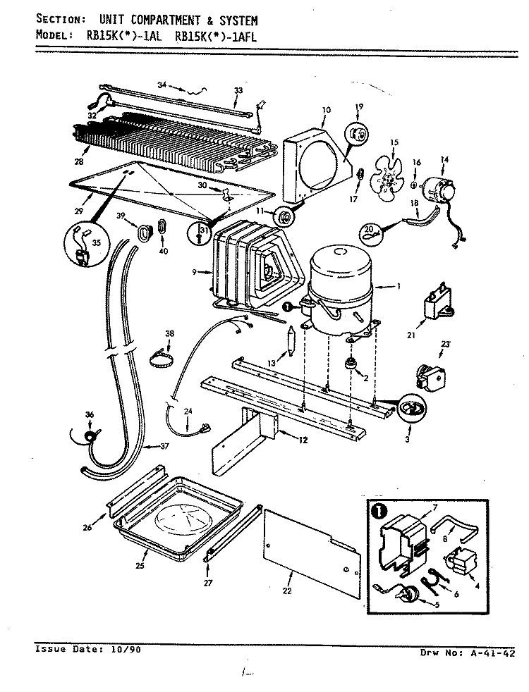 UNIT COMPARTMENT & SYSTEM Diagram and Parts List for RB15KA-1AFL AG04B Admiral Refrigerator