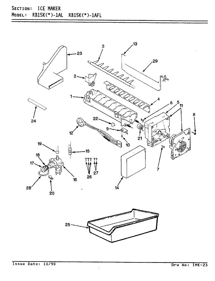ICE MAKER Diagram and Parts List for RB15KA-1AFL AG04B Admiral Refrigerator