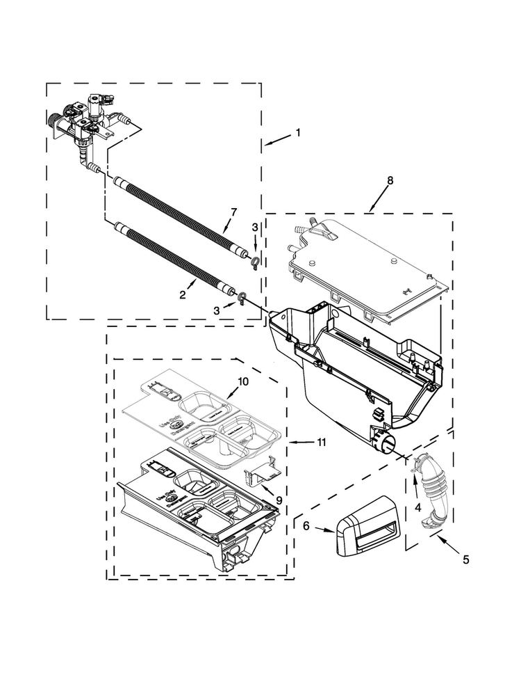 Dispenser Parts Diagram and Parts List for MHW4100DW0  Maytag Washer