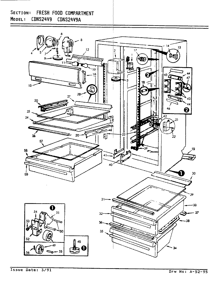 FRESH FOOD COMPARTMENT Diagram and Parts List for CDNS24V9A BR86C Admiral Refrigerator