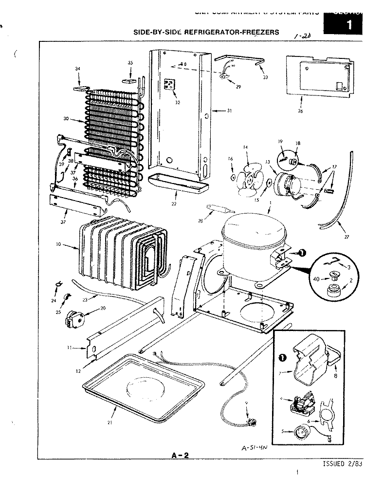 UNIT COMPARTMENT & SYSTEM Diagram and Parts List for RC24CA-3AI 3N48B Magic Chef Refrigerator