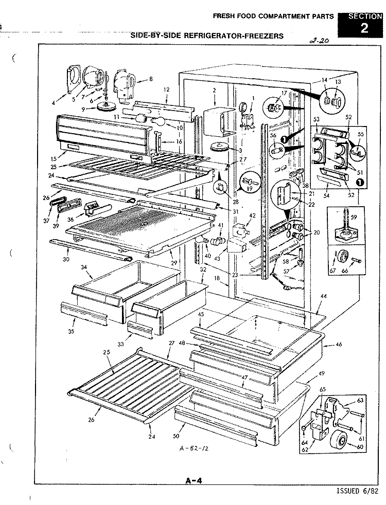 FRESH FOOD COMPARTMENT Diagram and Parts List for RC24CA-3AI 3N48B Magic Chef Refrigerator