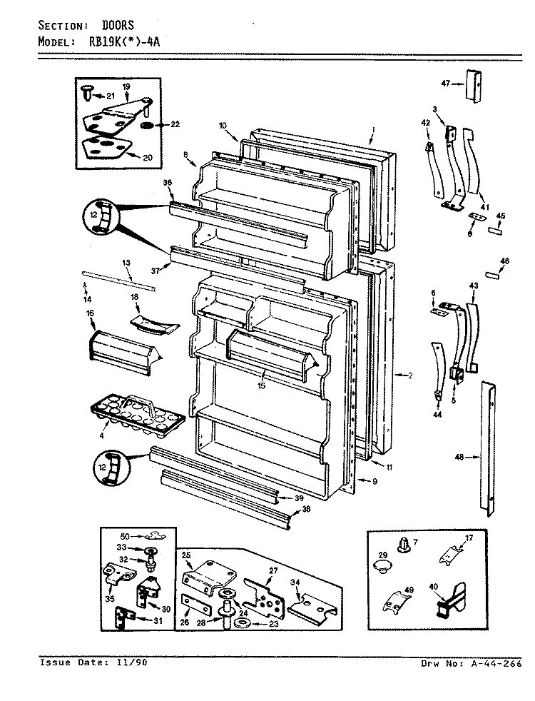 DOORS Diagram and Parts List for RB19KA-4A AG65D Magic Chef Refrigerator