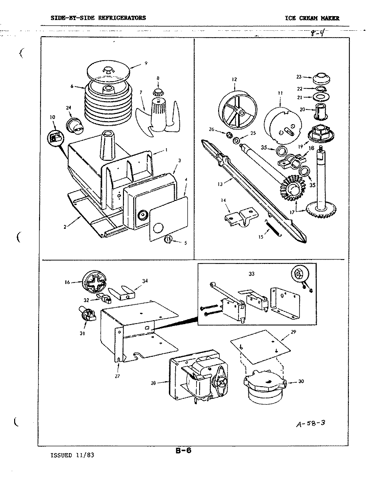 ICE CREAM MAKER Diagram and Parts List for RC24CY-3AI 3N80B Magic Chef Refrigerator