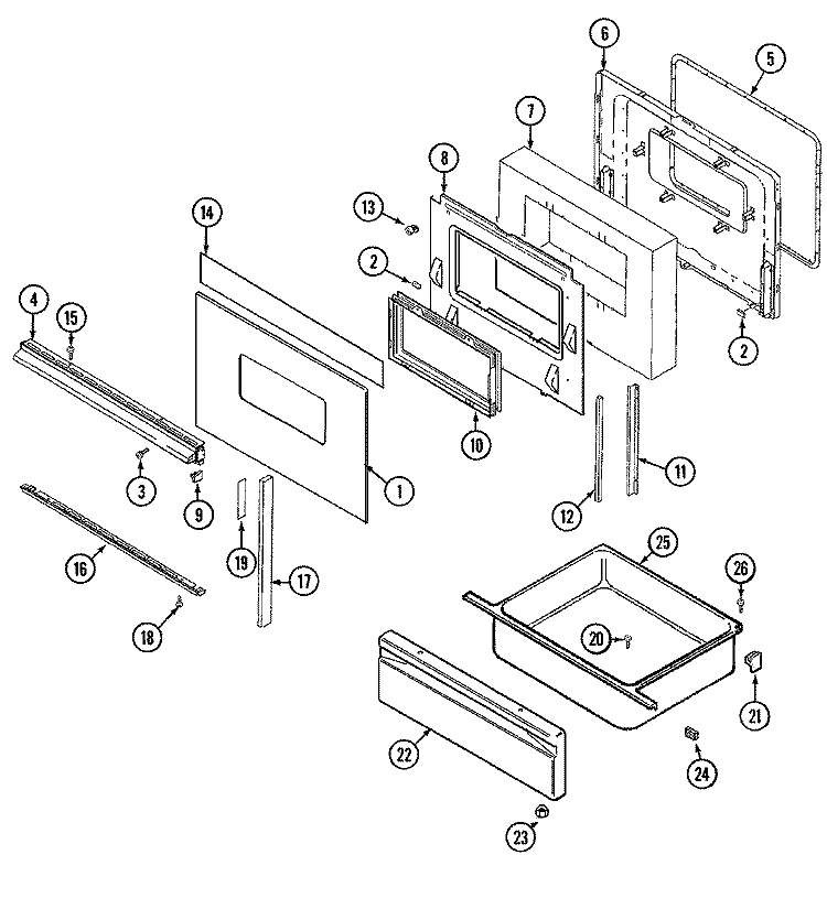 DOOR / DRAWER (SERIES 10) Diagram and Parts List for CREA600ACE  Admiral Range