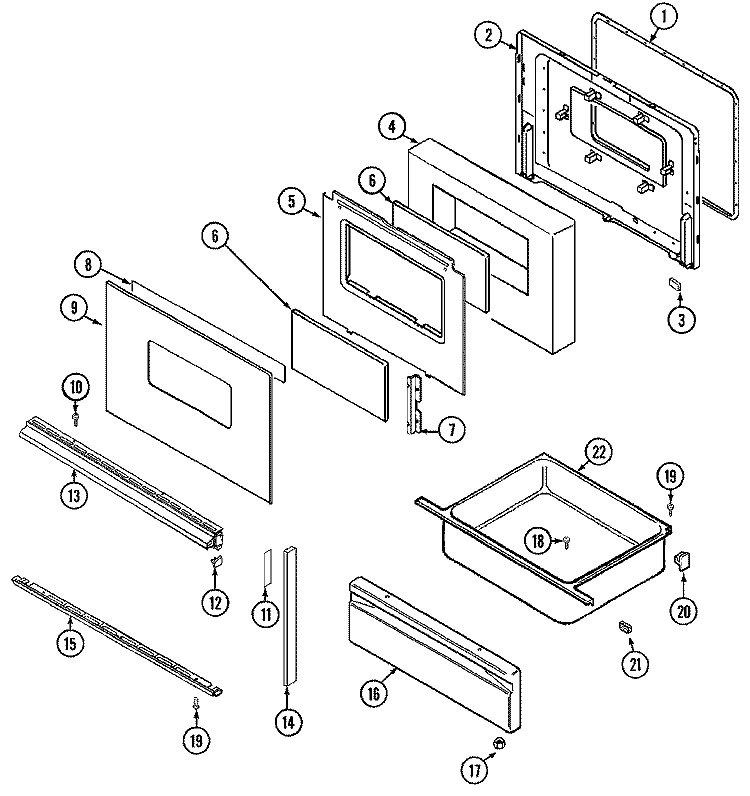 DOOR / DRAWER (XRA / XRW SERIAL 34) Diagram and Parts List for CE3832SRW  Crosley Range