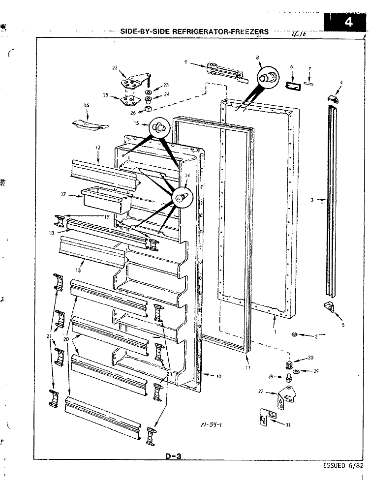 FRESH FOOD DOOR Diagram and Parts List for RNC20AA-3A 2L46A Magic Chef Refrigerator