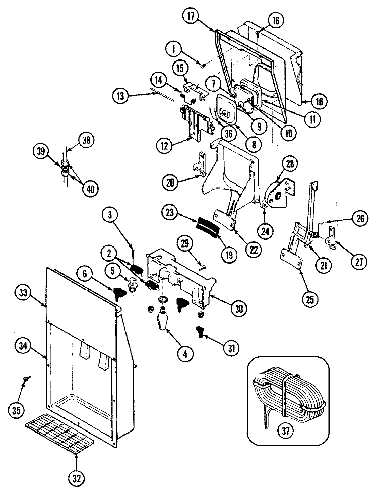 ICE & WATER DISPENSER Diagram and Parts List for JRTDE229LB  Jenn-Air Refrigerator