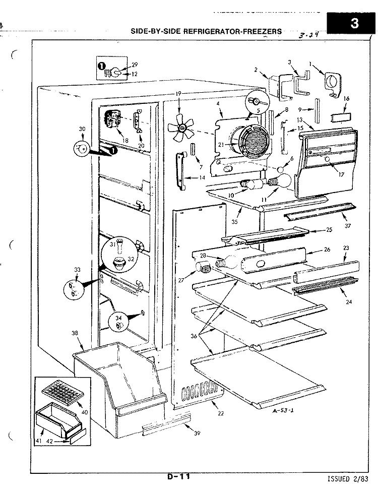 FREEZER COMPARTMENT Diagram and Parts List for RNC20AY-3A 3M51B Magic Chef Refrigerator
