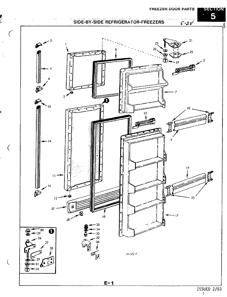 FREEZER DOOR Diagram and Parts List for RNC20AA-3A 3M51B Magic Chef Refrigerator