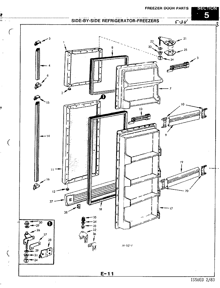FREEZER DOOR Diagram and Parts List for RNC20AA-3A 3M65A Magic Chef Refrigerator