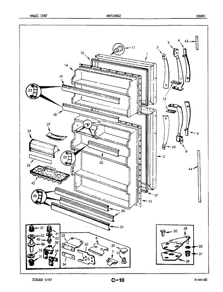 DOORS Diagram and Parts List for NNT198GZA 7A12A Maytag Refrigerator