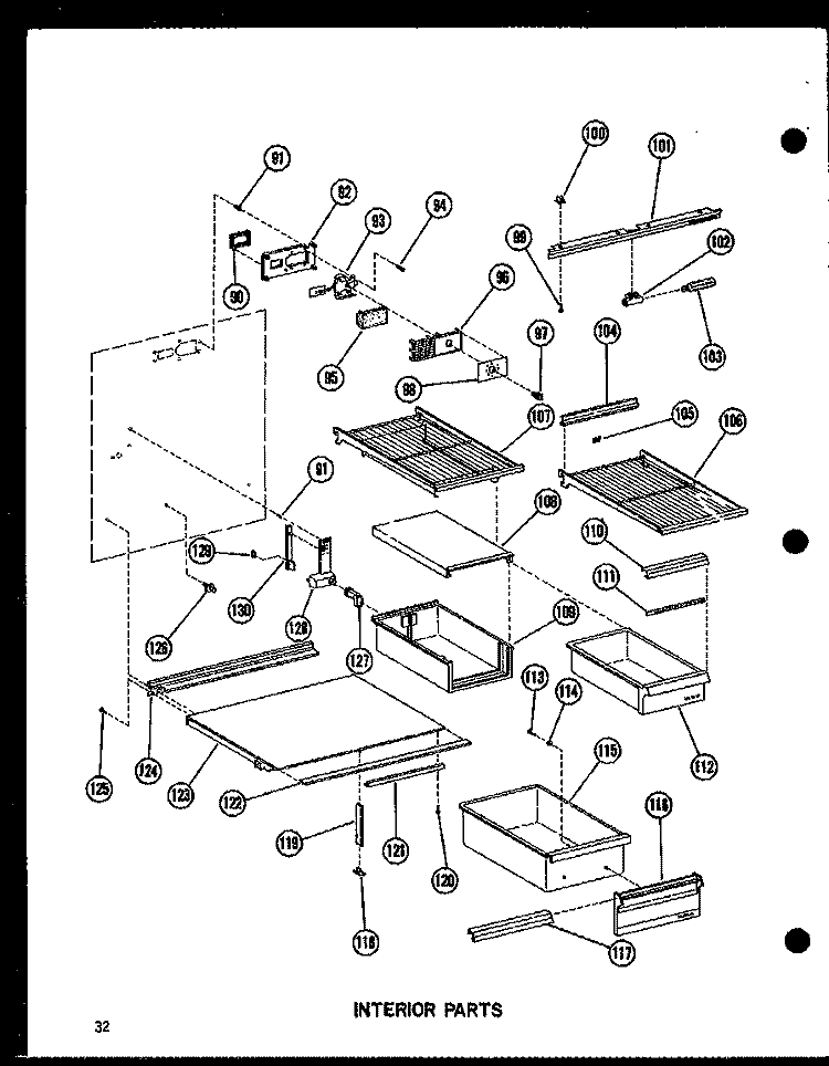 INTERIOR PARTS Diagram and Parts List for BC20K P602351W Amana Refrigerator
