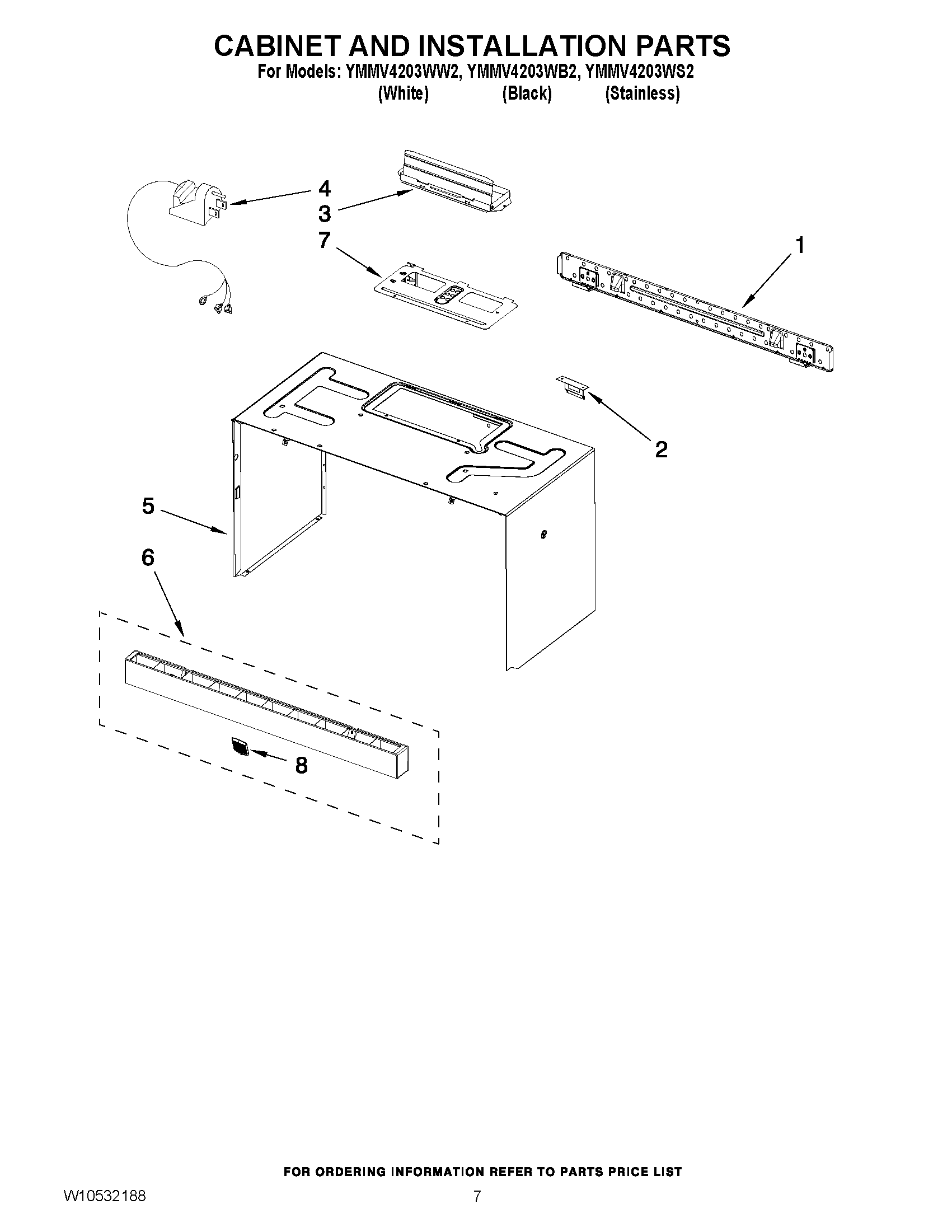 06 - CABINET AND INSTALLATION PARTS Diagram and Parts List for YMMV4203WS2  Maytag Microwave Oven Combo