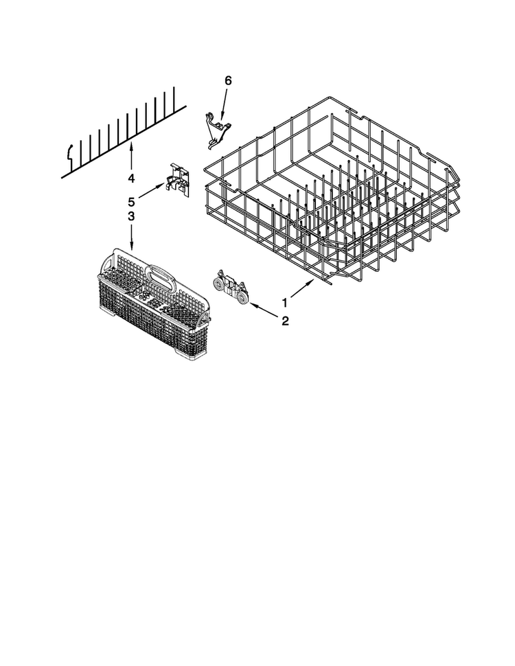 Lower Rack Parts Diagram and Parts List for JDB8700AWP0  Jenn-Air Dishwasher