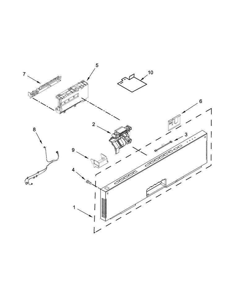 Control Panel And Latch Parts Diagram and Parts List for JDB9800CWX2  Jenn-Air Dishwasher