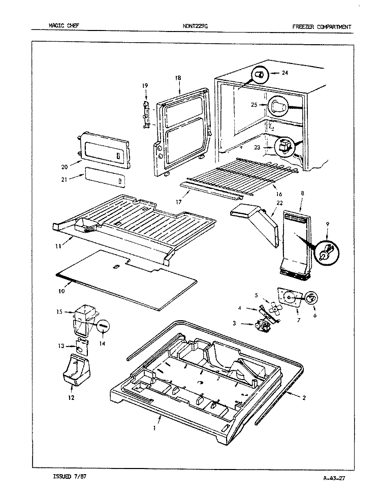 FREEZER COMPARTMENT Diagram and Parts List for NDNT229GA 5E69A Maytag Refrigerator