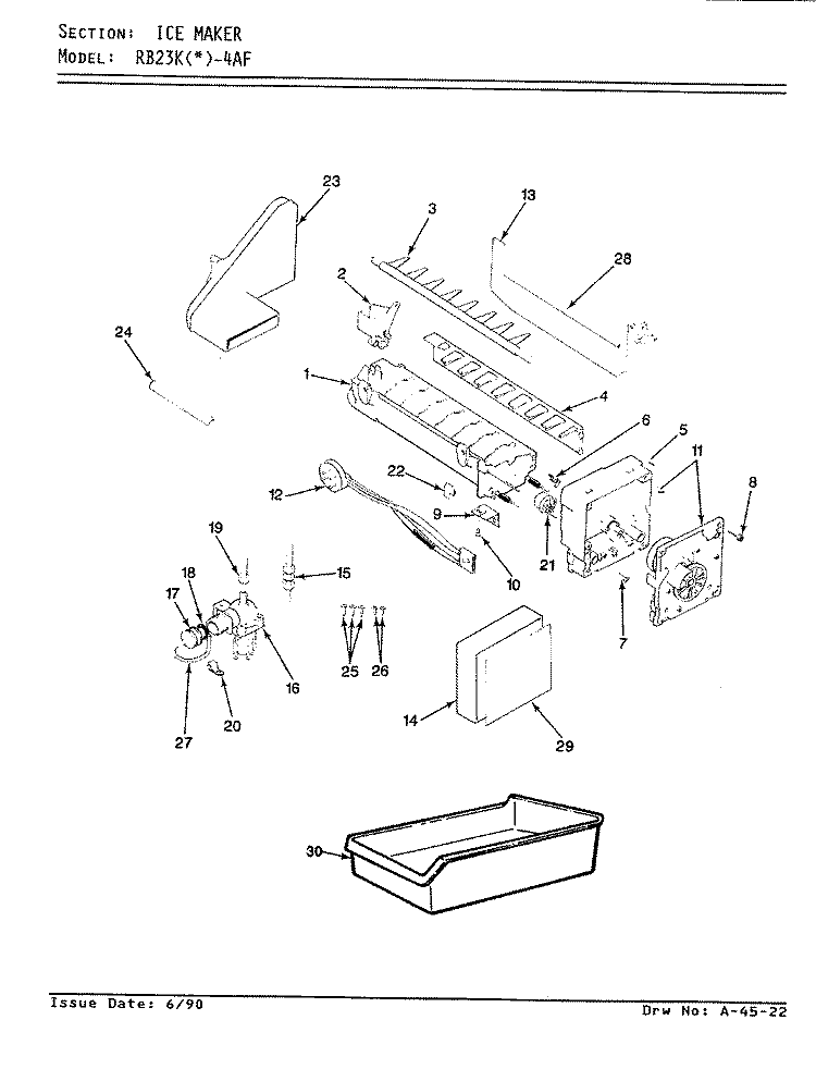 ICE MAKER Diagram and Parts List for RB23KN-4AF AG92A Magic Chef Refrigerator