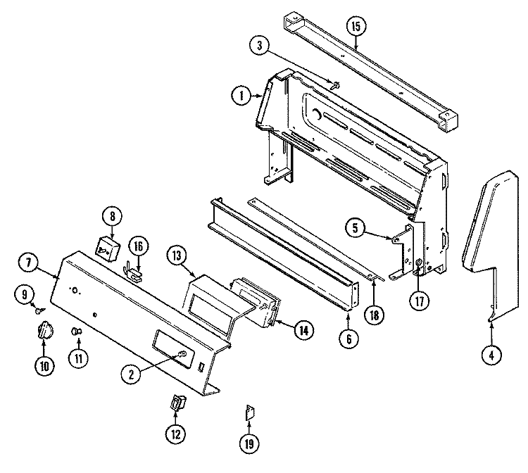 CONTROL PANEL Diagram and Parts List for 3868VVD  Magic Chef Range