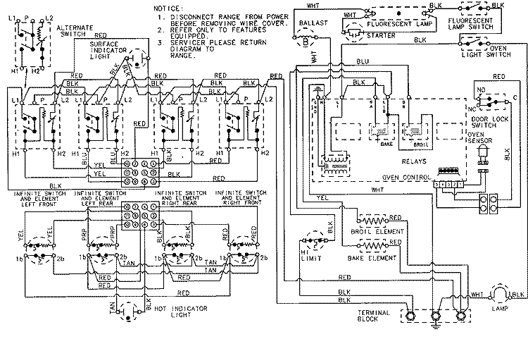 WIRING INFORMATION Diagram and Parts List for 3867VVD  Magic Chef Range