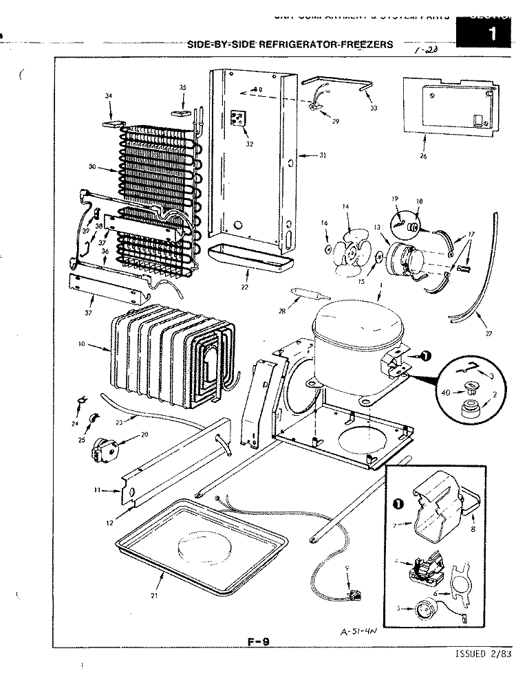 UNIT COMPARTMENT & SYSTEM Diagram and Parts List for RNC22AN-3A 3M52B Magic Chef Refrigerator