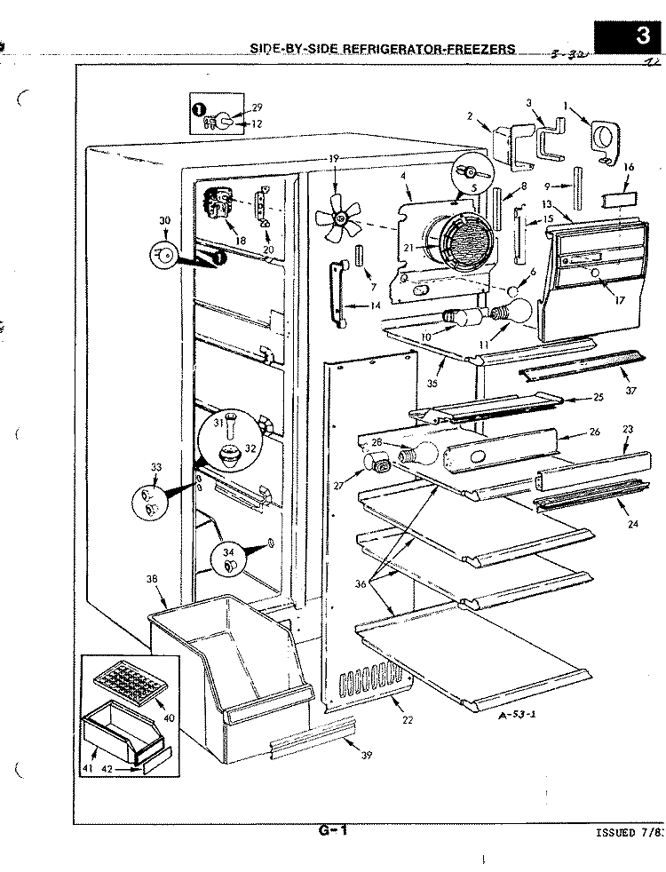 FREEZER COMPARTMENT Diagram and Parts List for RNC22AN-3A 3M52B Magic Chef Refrigerator