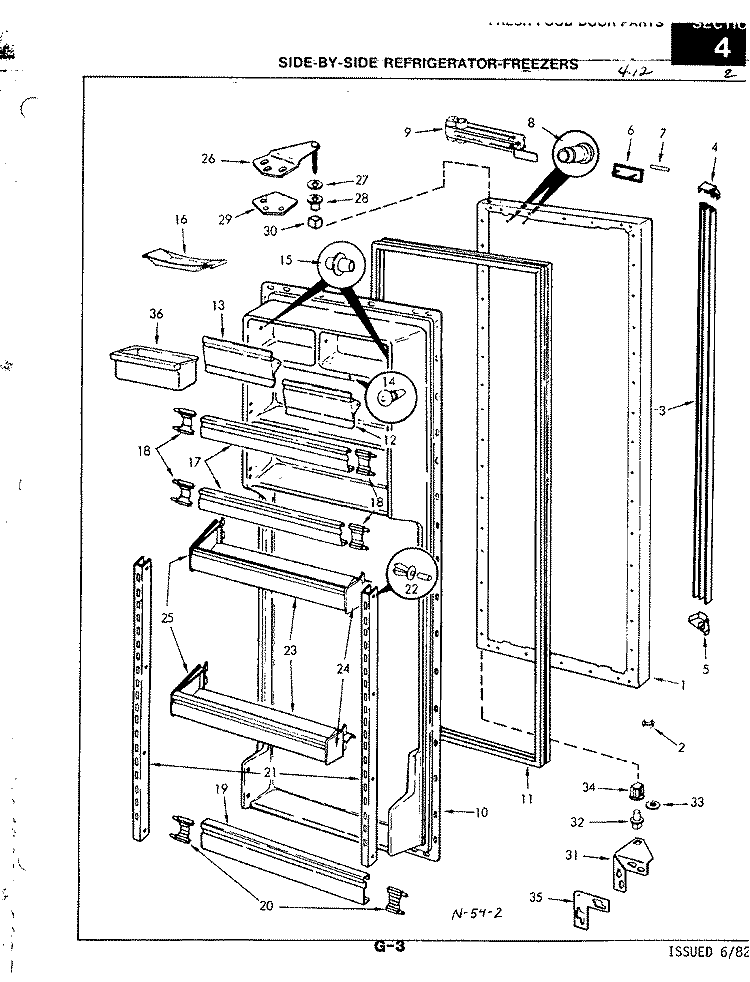 FRESH FOOD DOOR Diagram and Parts List for RNC22AA-3A 3M52B Magic Chef Refrigerator