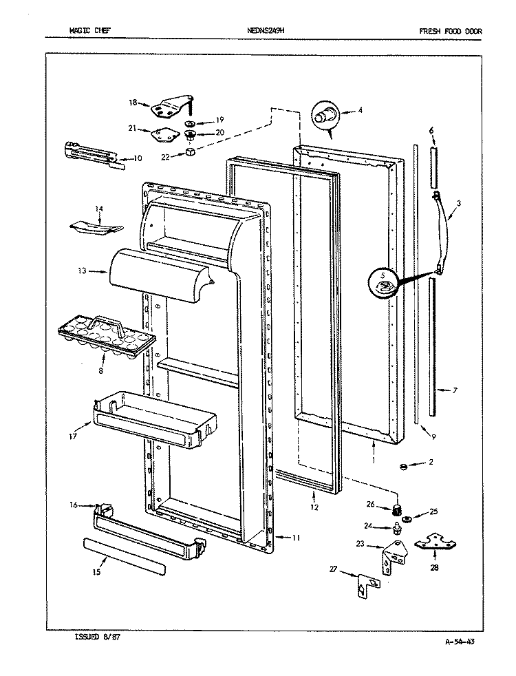 FRESH FOOD DOOR Diagram and Parts List for NEDNS249HH 7L38A Maytag Refrigerator