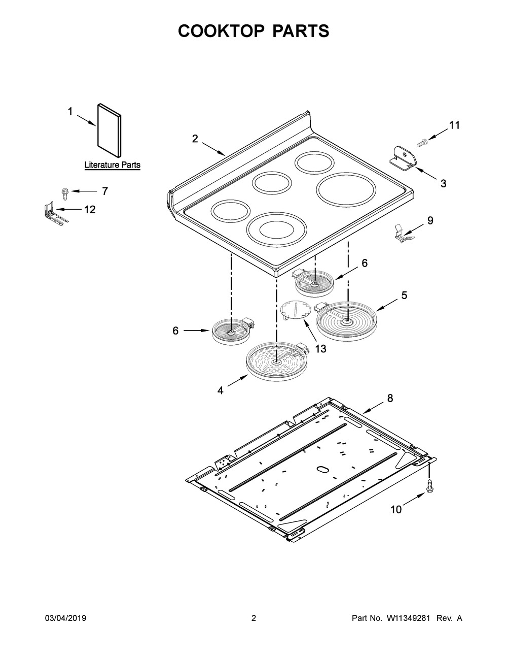 Cooktop Parts Diagram and Parts List for YMER6600FZ2  Maytag Range