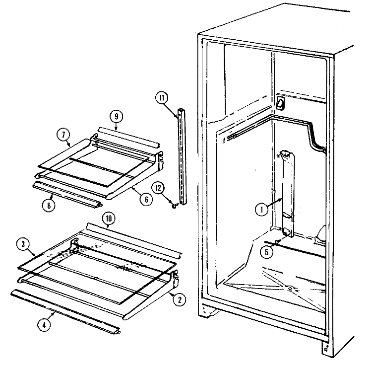 SHELVES & ACCESSORIES Diagram and Parts List for GT21A93V  Maytag Refrigerator