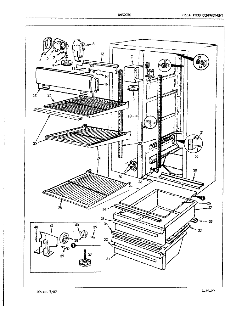 FRESH FOOD COMPARTMENT Diagram and Parts List for NNS207GA 5N61A Maytag Refrigerator