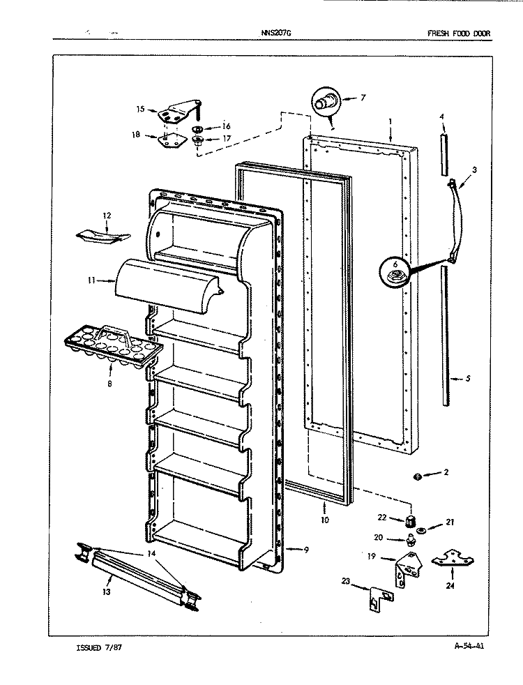 FRESH FOOD DOOR Diagram and Parts List for NNS207GA 5N61A Maytag Refrigerator