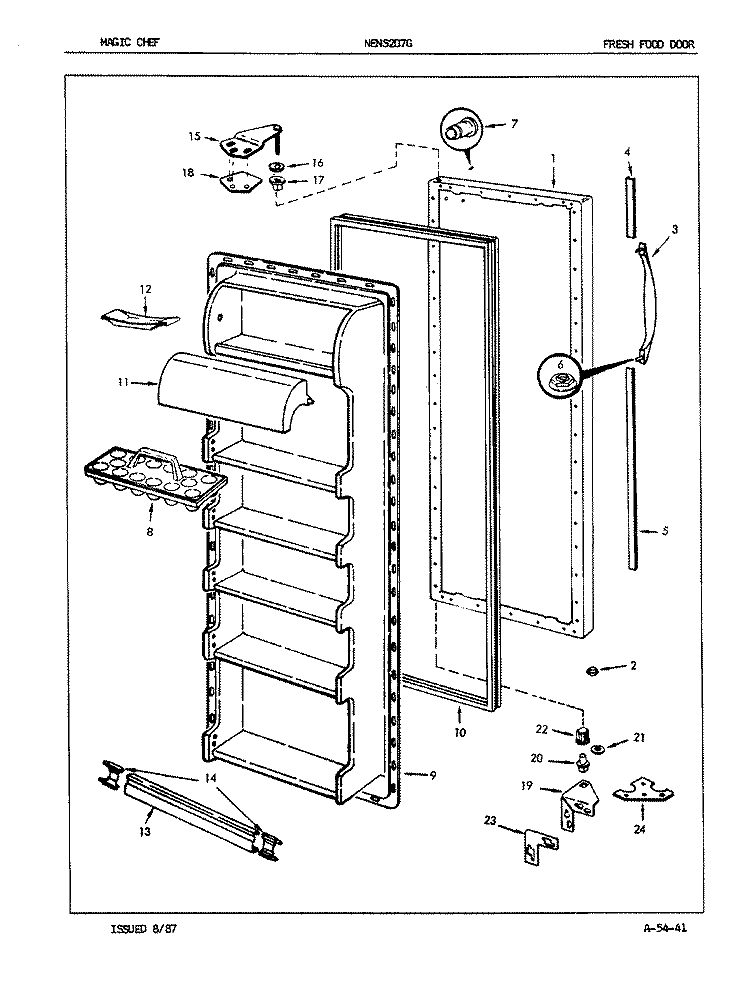 FRESH FOOD DOOR Diagram and Parts List for NENS207GA 7L31A Maytag Refrigerator