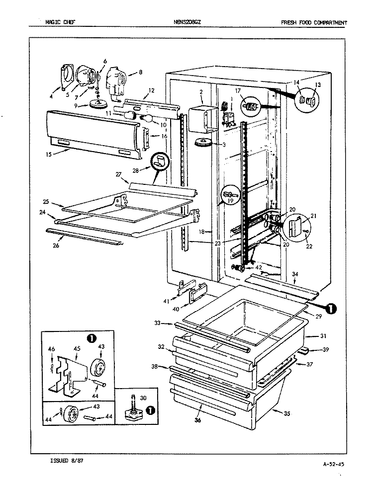 FRESH FOOD COMPARTMENT Diagram and Parts List for NENS208GZA 7L32A Maytag Refrigerator