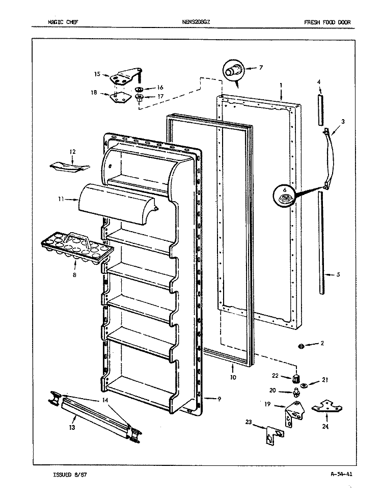 FRESH FOOD DOOR Diagram and Parts List for NENS208GZA 7L32A Maytag Refrigerator