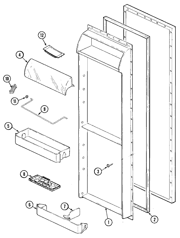 FRESH FOOD INNER DOOR Diagram and Parts List for SILVER22  International Refrigerator