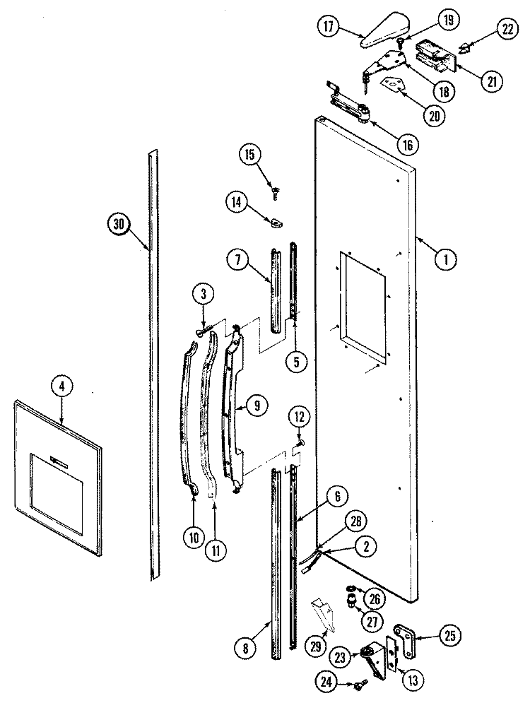 FREEZER OUTER DOOR Diagram and Parts List for SILVER22  International Refrigerator