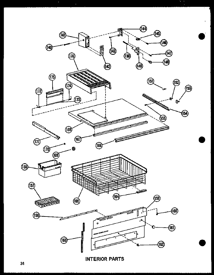 INTERIOR PARTS Diagram and Parts List for BC20K P602351W Amana Refrigerator