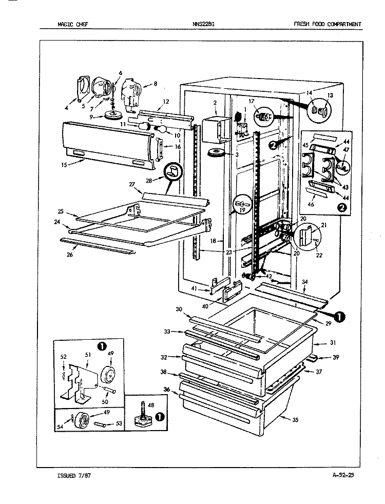 FRESH FOOD COMPARTMENT Diagram and Parts List for NNS228GA 5N69A Maytag Refrigerator