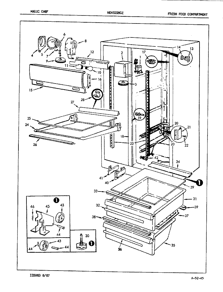 FRESH FOOD COMPARTMENT Diagram and Parts List for NENS228GZA 7L33A Maytag Refrigerator