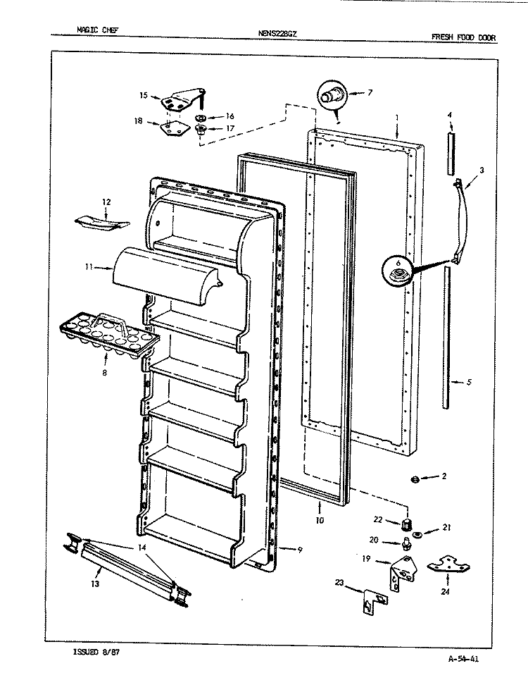 FRESH FOOD DOOR Diagram and Parts List for NENS228GZA 7L33A Maytag Refrigerator