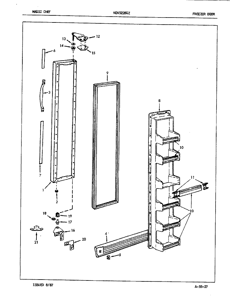 FREEZER DOOR Diagram and Parts List for NENS228GZA 7L33A Maytag Refrigerator