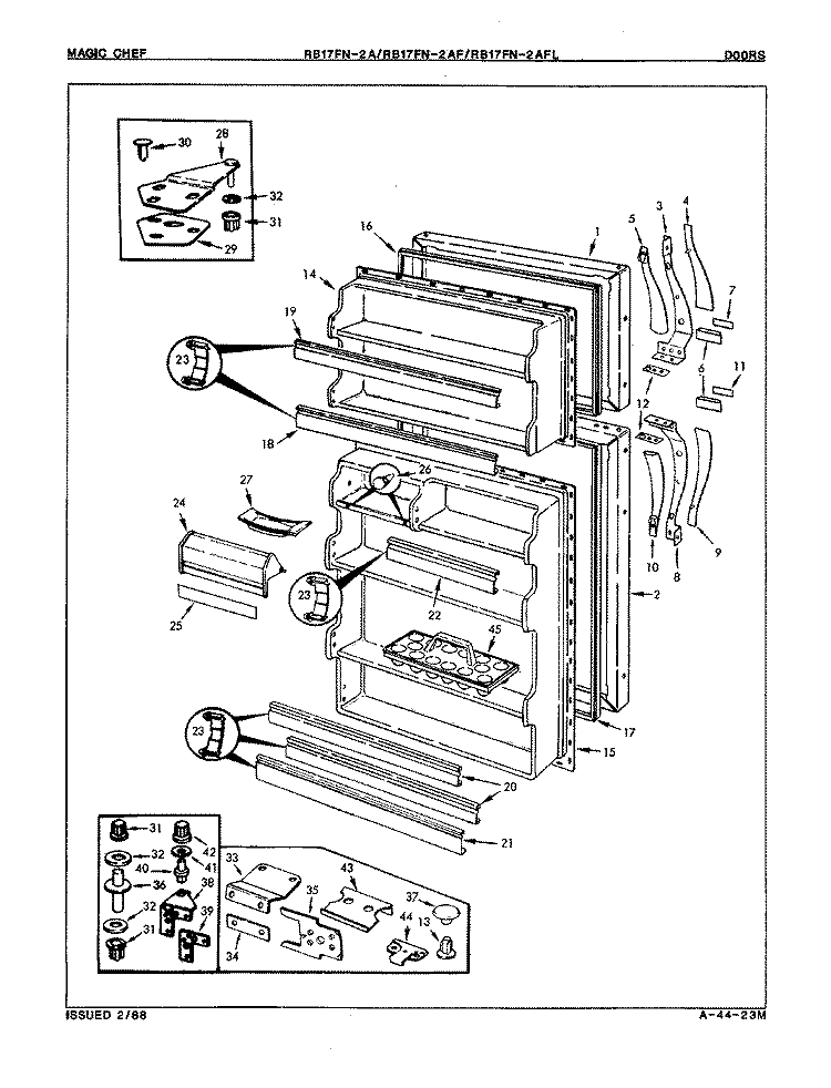 DOORS Diagram and Parts List for RB17FA-2 8C45A Magic Chef Refrigerator
