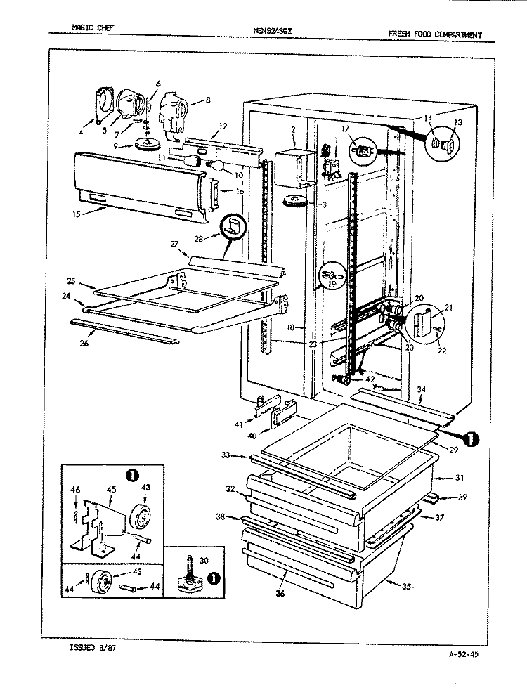 FRESH FOOD COMPARTMENT Diagram and Parts List for NENS248GZA 7L37A Maytag Refrigerator
