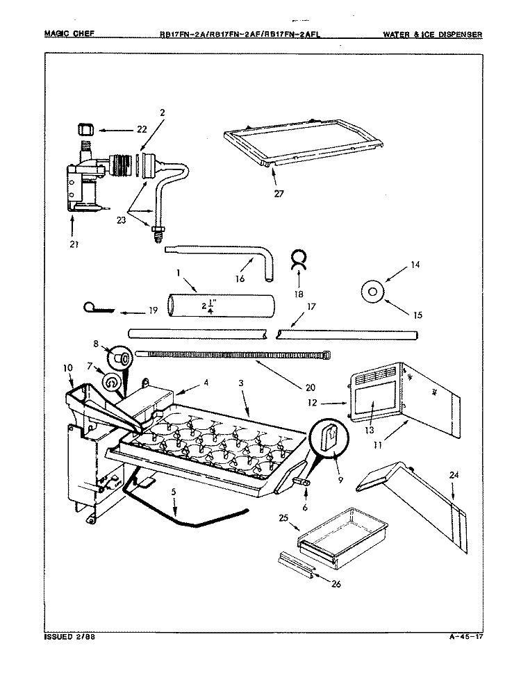 WATER & ICE DISPENSER Diagram and Parts List for RB17FA2AF 8C46A Magic Chef Refrigerator