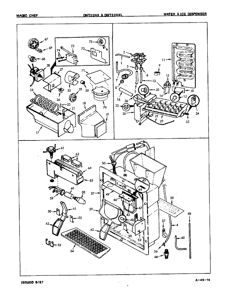 WATER & ICE DISPENSER Diagram and Parts List for DNT22H9LH 7B06B Admiral Refrigerator